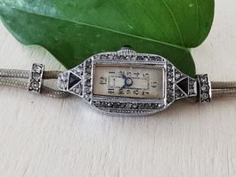 Antike filigrane Damen Uhr mit Diamanten, Saphiren (um 1920)