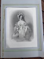Gravure ancienne, Dame à l'éventail.