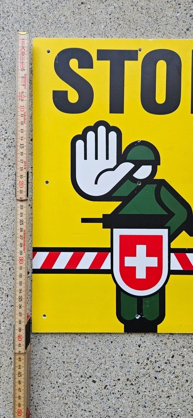Insegne: *** Warntafel klein Grenze STOP ! *** – Nuovo (secondo la descrizione) da Riedholz venduto da fr_sIruP 1
