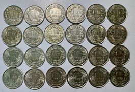 SILBERMÜNZEN SCHWEIZ, 24 STÜCK, Jg. 1961-1964, Konvolut 2