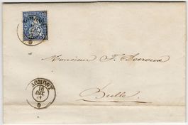 ROMONT 16 DEC 1862 auf frühem Faltbrief nach BULLE