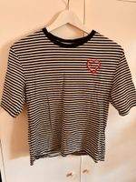 Schwarz-weiss gestreiftes T-Shirt H&M XS 100% Cotton