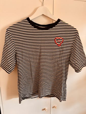 Schwarz-weiss gestreiftes T-Shirt H&M XS 100% Cotton