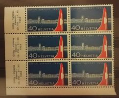 673) 1953 Flughafen Zürich im 6-Block postfrisch