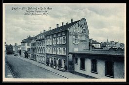 AK Basel, Hotel Bahnhof - De la Gare, Inhaber Albert Bachman