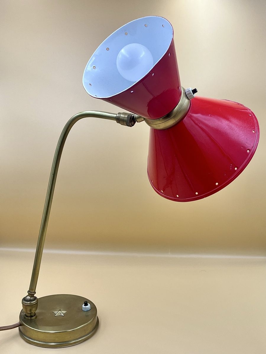 Lampade: Lampe de table Diabolo René Mathieu pour Lunel, 1950s – Usato da Lausanne venduto da Vibewave 4