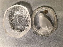 ‼️nun = 5.- Fr. !‼️schöne GLAS Schale m. Glas Deckel gemarkt