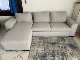 Schlafsofa mit Bettkasten hellgrau Stoff gebraucht