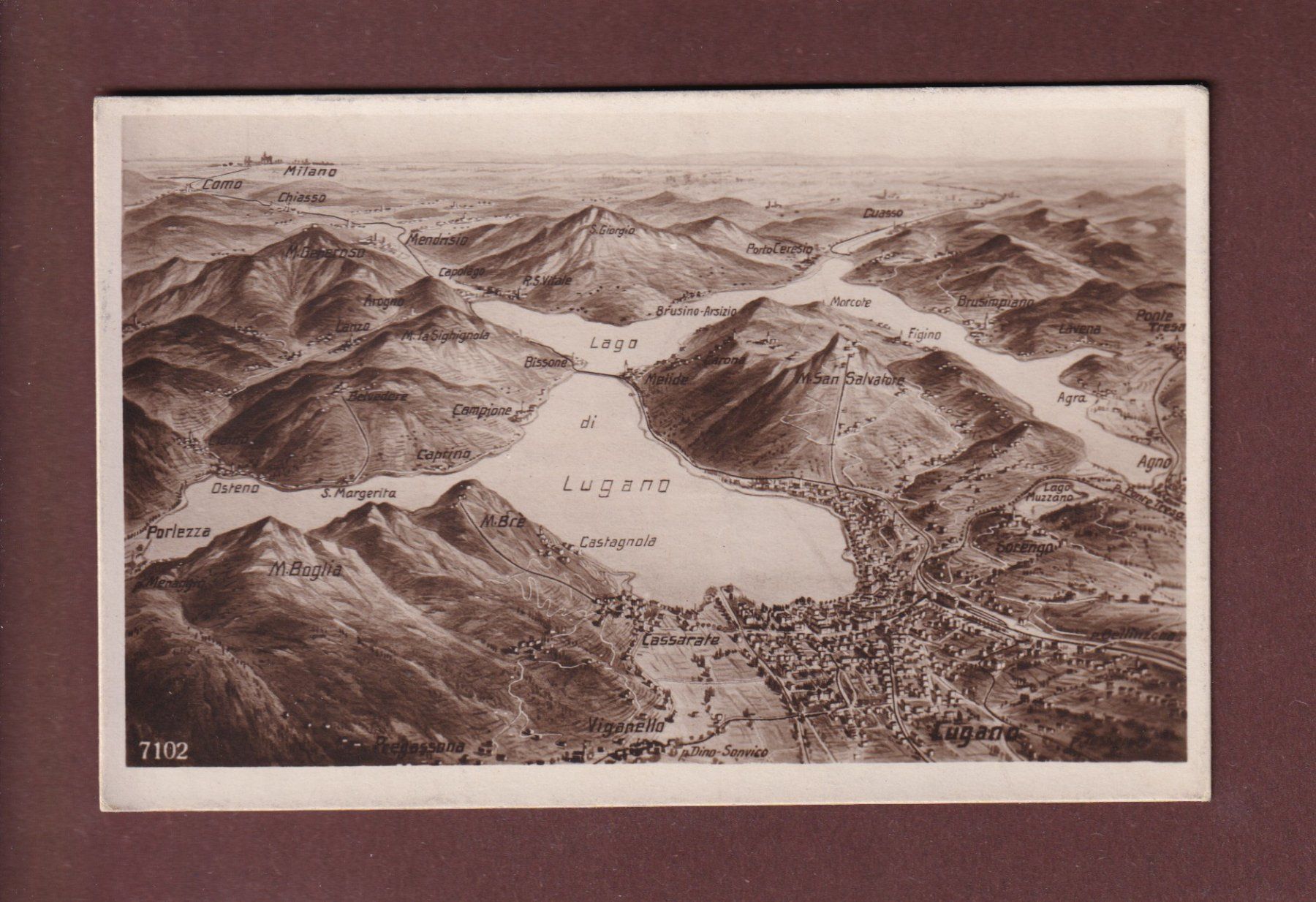 Cartoline postali: LUGANO e dintorni - 1925 – Usato da Pully venduto da nicecards-shop