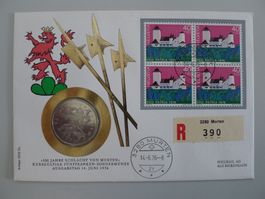1976, Numisbrief: 500 Jahre Schlacht bei Murten + 5-Franken