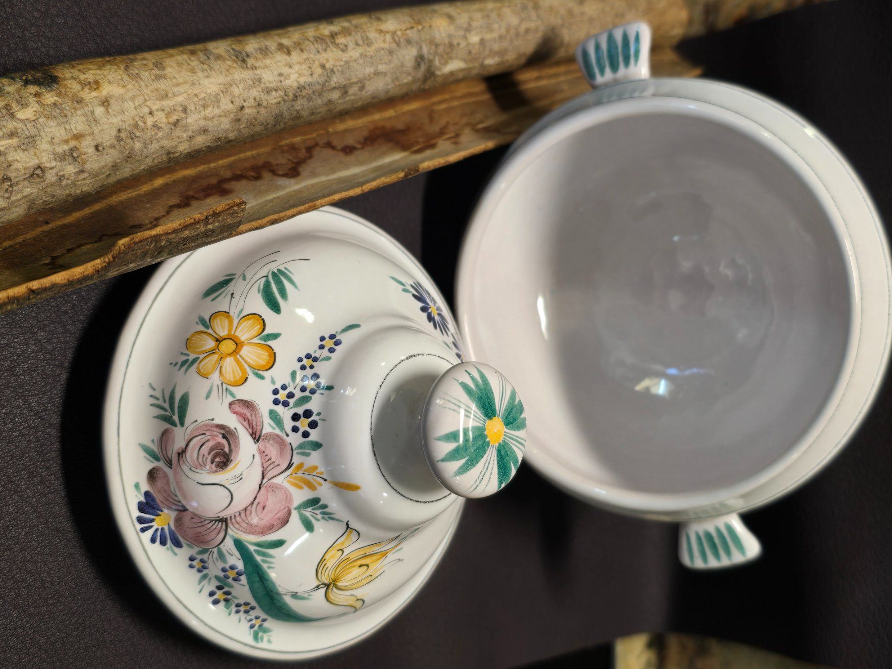 Schalen: Blumen-Suppenterrine, Vintage Keramik, Handbemalt – Gebraucht aus Walkringen von Vanuca 6
