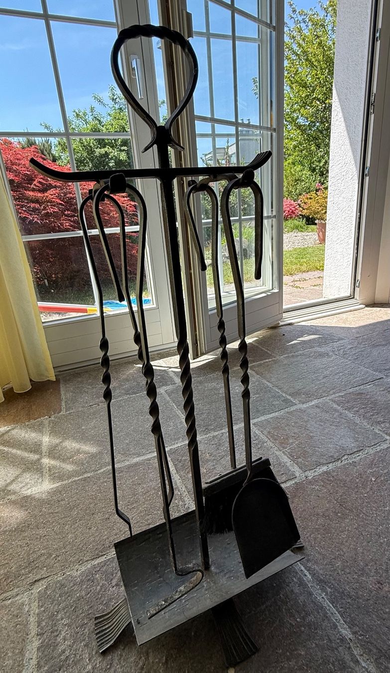 Camini: Cheminée-/Kamin-Besteck, Schmiedeeisen – Usato da Bassersdorf venduto da Buesler7