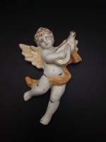 Engel Wandfigur Keramik mit Laute gebrauchter Zustand