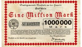 Neustadt Haardt 1 Mil.Mark 08.08.1923 VZ-VZ+