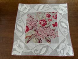 Taschentuch Blumenmuster grau-pink guter Zustand 30x30cm