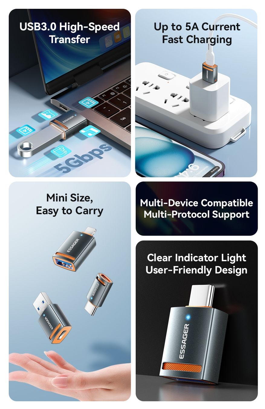 Unità & Adattatore: ESSAGER USB-C auf USB Adapter - OTG – Nuovo e nell'imballaggio originale da Romanshorn venduto da pfimex 1