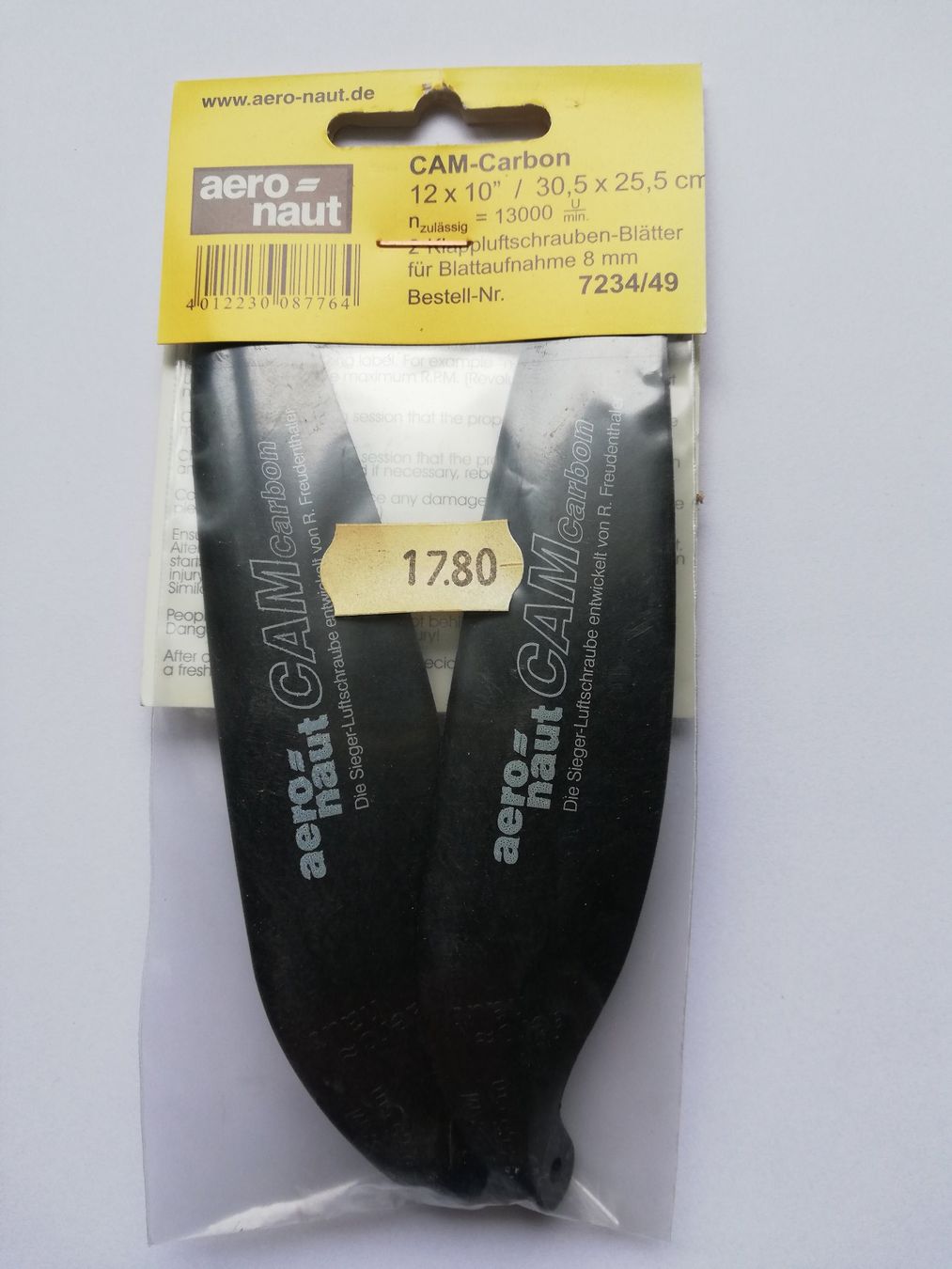 Modellismo RC: Aeronaut CAM-Carbon Klapp-Propeller 12x10 – Nuovo e nell'imballaggio originale da Flüh venduto da AMS-Modellbau