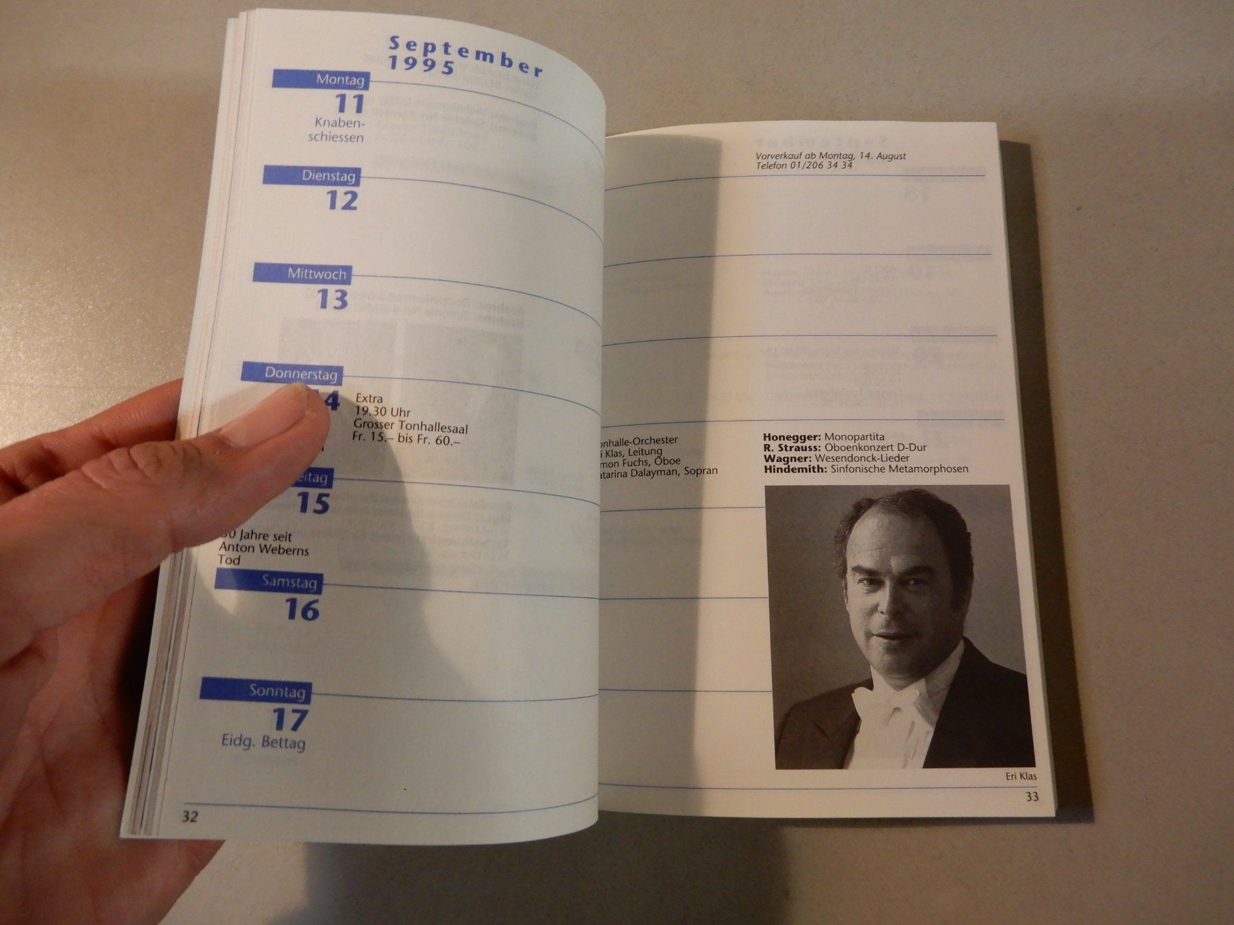 Documenti: Tonhalle Zürich Jubiläumsprogramm 1995/96 – Usato da Erstfeld venduto da Mario_boe0 5