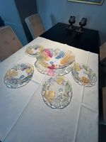 Dessert-Service, aus Glas, handbemalt