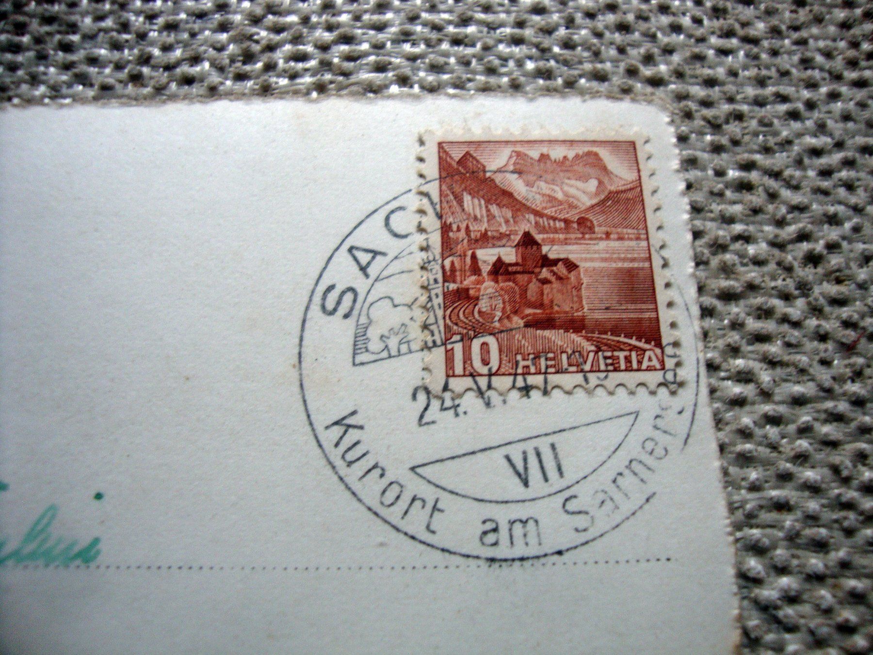 Cartoline postali: Sarnersee Seeweg mit Pilatus Ansichtskarte 1947 – Usato da Döttingen venduto da Kubuli1 2