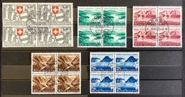 1952 - Pro Patria Viererblock Serie Zentrisch gestempelt