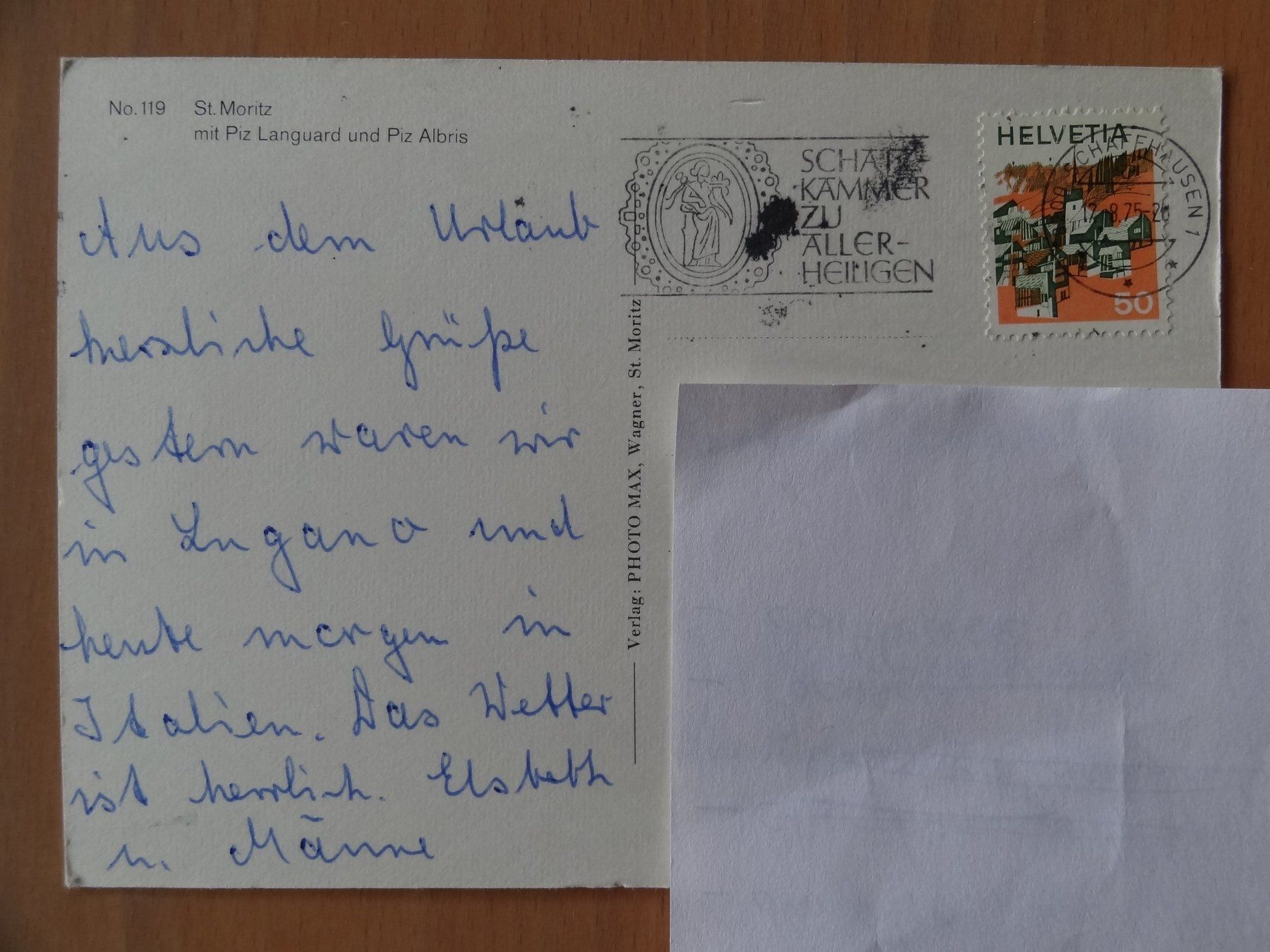 Cartoline postali: St Moritz - 1975 – Usato da St Léonard venduto da Riglin 1