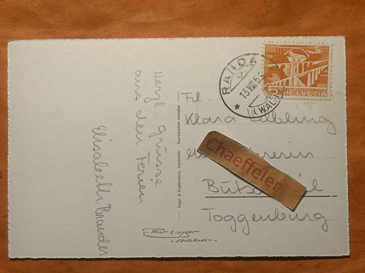 Cartoline postali: 1956 Randa Wallis – Usato da Zürich venduto da Chaeffeler 1