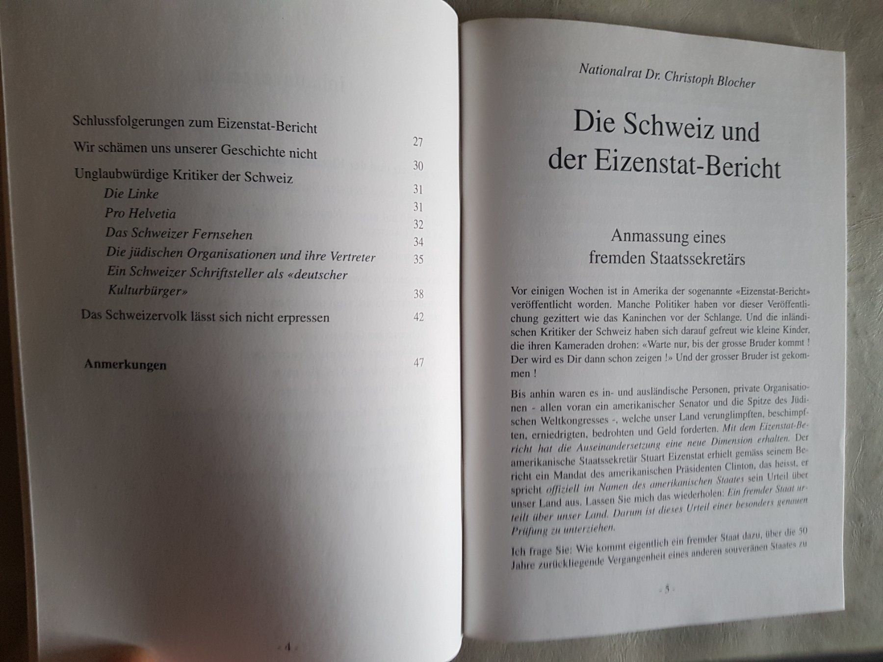 Libri: Die Schweiz und der Eizenstat-Bericht 1997 Chr. Blocher – Usato da Walterswil BE venduto da Lonitti 4
