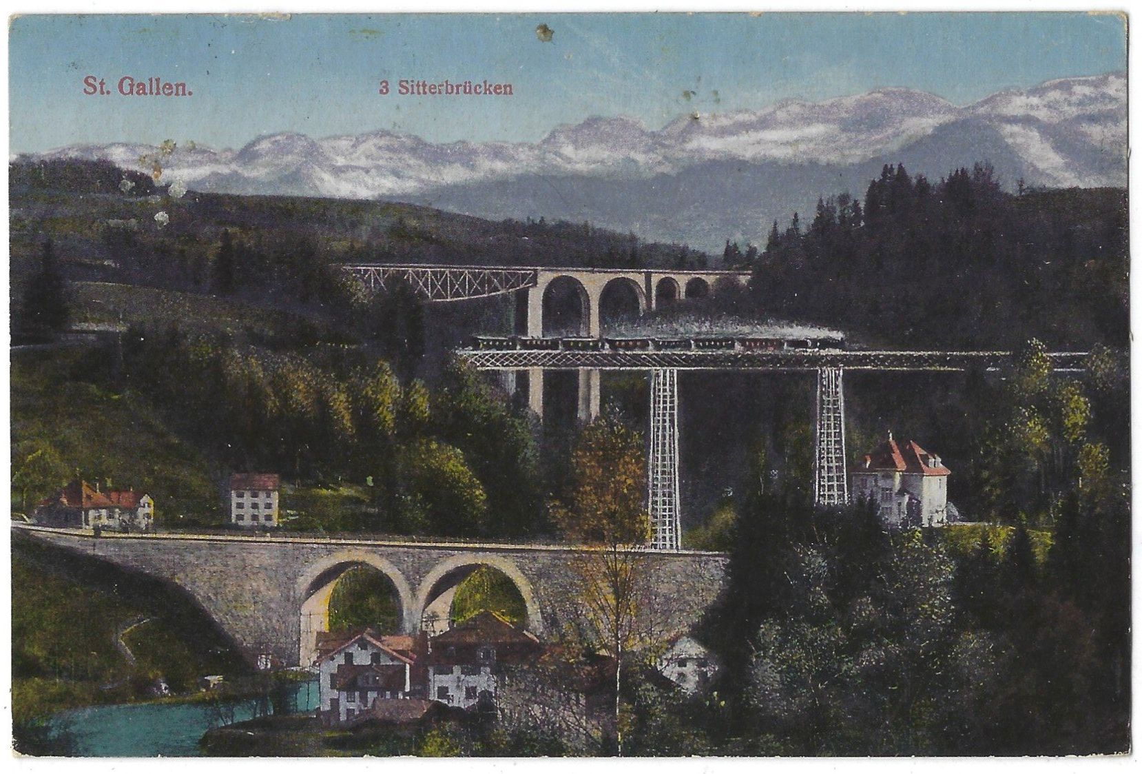 Cartoline postali: St. Gallen.    3 Sitterbrücken – Usato da Bütschwil venduto da Jackson1A
