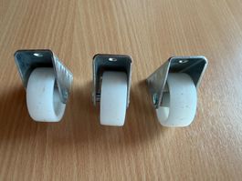 3x Rollen für Möbel Metall weiss 4 cm