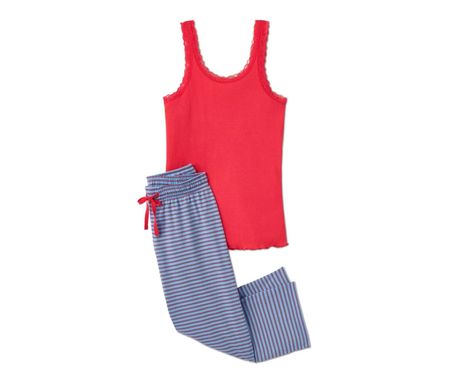 ⭐️TCHIBO⭐️ Damen 3/4 Pyjama Rot/Blau M 40/42