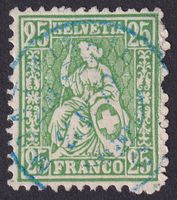 Nr. 40 mit blauem Vollstempel MONTMIRAIL NE