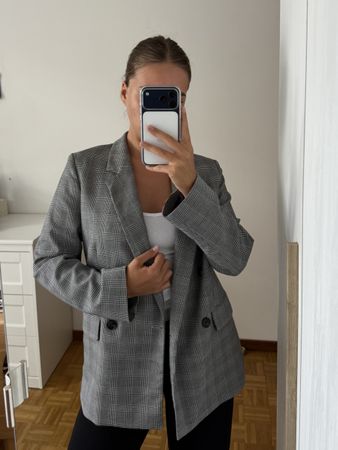 Karierter Blazer Zweireihig / Glencheck - Gr. S
