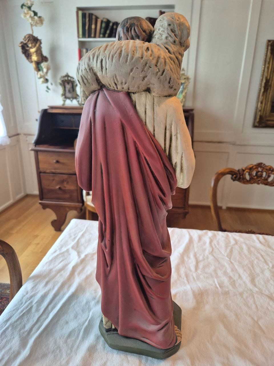 Statuette: Antike Jesusfigur mit Schaf Gips, ca. 1920 – Usato da Speicher venduto da Ramtha1 2