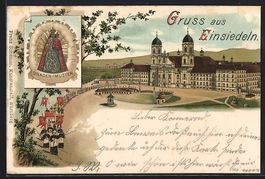 Litho Einsiedeln, Kloster im Barockstil,