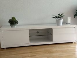 TV Schrank Weiss Hochglanzpoliert