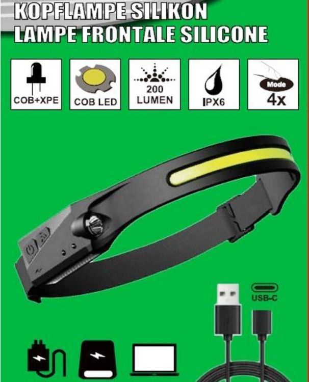 Stirnlampe COB mit USB AKKU + BM Sensor | Kaufen auf Ricardo