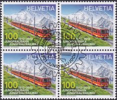2012, Nr.1416 (Jungfraubahn) Viererblock +Ersttags-Stempel