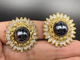 Vintage-Ohrringe Cabouchon Paris – Goldfarben