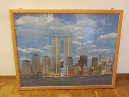 Puzzle Bild  " New York " mit Holzrahmen und Glas 103 x 91
