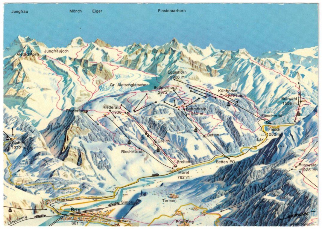 Cartoline postali: Pistenplan Unter Goms – Usato da Binningen venduto da Mountainrider
