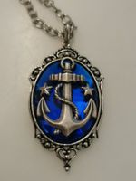 Halskette Sailor Anker dunkelblau mit Sternen / silber