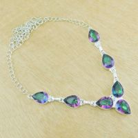 Mystic Topaz Gemstone Jewelry 925 Sterling Necklace