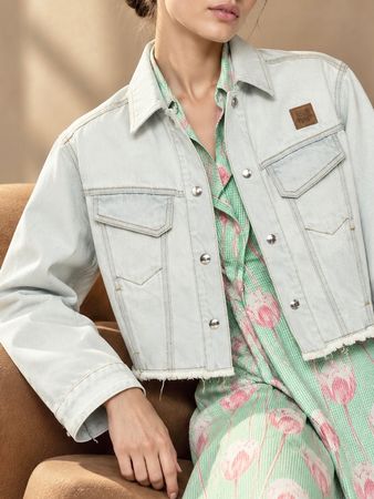 Kenzo K-Tiger Cropped Jeansjacke - Gr. 36