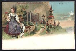 Litho Wildkirchli, Appenzellerin beim Wi