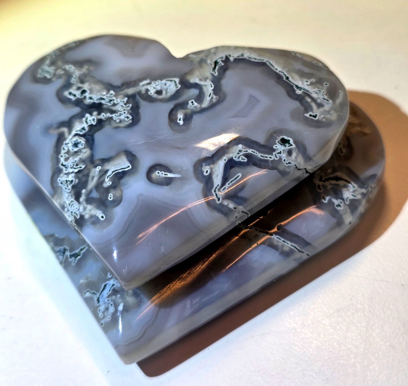 Minerali & Pietre curative: Moosachat Doppelherz 221g – Nuovo e nell'imballaggio originale da Matzingen venduto da Shay_Crystalz