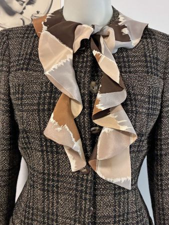 Halsschal Godet Seide beige-braun swiss handmade reworked