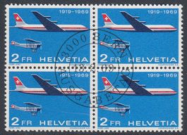 1969 465 50 Jahre Flugpost 4er Blockserie Ausgabetag