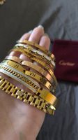 Set: 7 moderne Armreifen goldfarben (Edelstahl)
