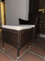 Gartenstuhl und Hocker mit Polstern Poly Rattan Braun